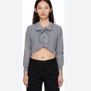COMME DES GARCONS GIRL Grey Lochaven Of Scotland Edition Bow Cropped Cardigan